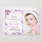 ウィンター ワンダーランド ご招待状 雪 銀の写真 招待状 (正面)