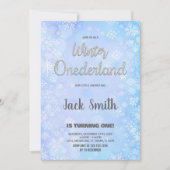 ウィンター ワンダーランド ご招待 銀のグリッター 招待状 (正面)