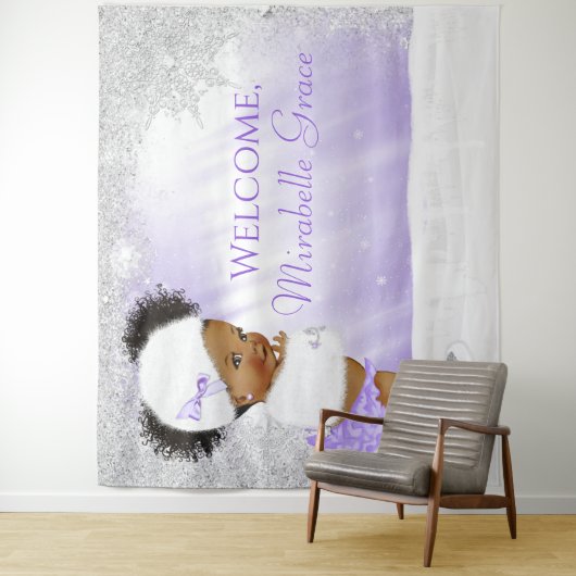 ウィンター・ワンダーランド アフロガール ベビーシャワー 背景 タペストリー (インサイチュ)