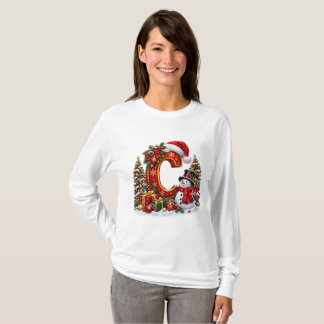 ウィンター・ワンダーランド アルファベット C ホリデー Tシャツ