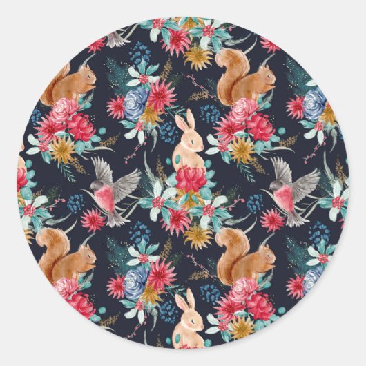 ウィンター・ワンダーランド　ウッドランド・アニマルズ　クリスマス ラウンドシール (正面)