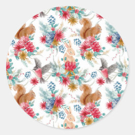 ウィンター・ワンダーランド　ウッドランド・アニマルズ　クリスマス ラウンドシール