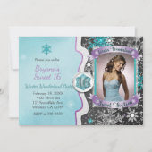 ウィンター・ワンダーランド スイート16パーティー フォト招待状 招待状 (正面)