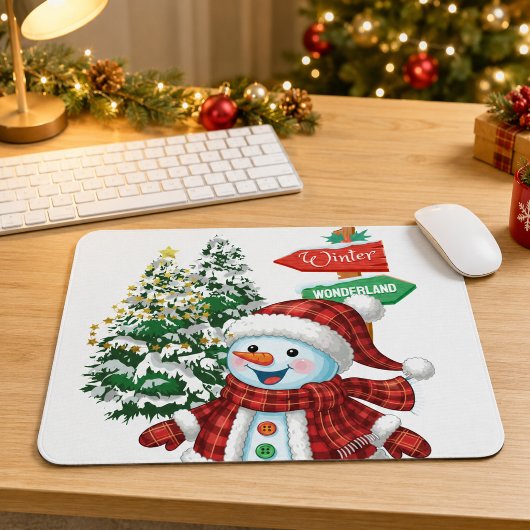 ウィンター・ワンダーランド・スノーマンクリスマス マウスパッド