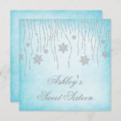 ウィンター・ワンダーランド ダイヤモンドの雪の結晶 スウィート16 招待状 (正面/裏面)
