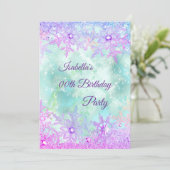 ウィンター ワンダーランド ティール ブルー パープル ピンク パーティー 招待状 (スタンド正面)