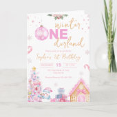 ウィンター・ワンダーランド・バースデー・パーティー招待状　クリスマス 招待状 (正面)