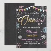 ウィンター·ワンダーランド·バースデー·パーティー·招待状·ガール 招待状 (正面/裏面)