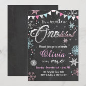 ウィンター·ワンダーランド·バースデー·パーティー·招待状·ガール 招待状 (正面/裏面)