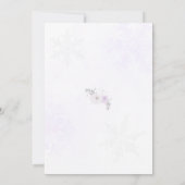 ウィンター ワンダーランド パープル スノーフレーク 1歳 誕生日招待状 招待状 (裏面)