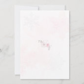 ウィンター ワンダーランド ピンクの雪の結晶 1歳のお誕生日招待状 招待状 (裏面)