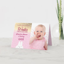 ウィンター・ワンダーランド ピンク＆ゴールドラメ 1歳の誕生日