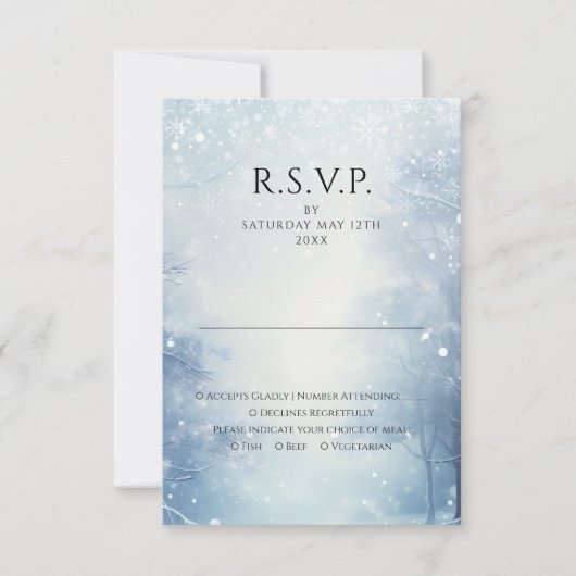 ウィンター ワンダーランド フォレスト ウェディング 出欠カード (正面)