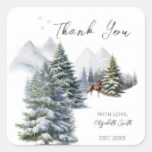 ウィンター ワンダーランド フォレスト シカ サンクス スクエアシール (正面)