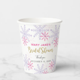 ウィンター ワンダーランド ブライダル シャワー ゴールド グリッター スノー 紙コップ