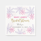 ウィンター ワンダーランド ブライダル シャワー ピンク スノーフレーク スタンダードカクテルナプキン (正面)