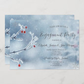ウィンター ワンダーランド ブランチ ブルー 婚約 招待状 (正面/裏面)