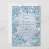 ウィンター ワンダーランド ブルー 雪の結晶 招待状 (正面)