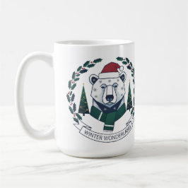 ウィンター・ワンダーランド・ベア - かわいいサンタ帽子のクリスマス コーヒーマグカップ