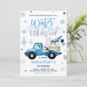 ウィンター ワンダーランド ペンギン ポーラーベア 誕生日 招待状 (スタンド正面)