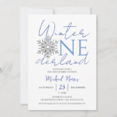 ウィンター ワンダーランド | ミニマリスト ボーイ 1歳 誕生日 招待状 (正面)