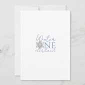 ウィンター ワンダーランド | ミニマリスト ボーイ 1歳 誕生日 招待状 (裏面)