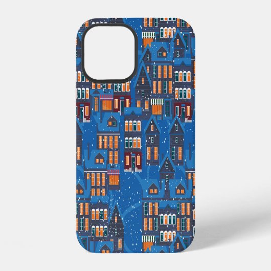 ウィンター・ワンダーランド:夜の家の景色 iPhoneケース (裏面)