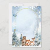 ウィンター ワンダーランド 森の動物たち 森林の誕生日 招待状 (裏面)