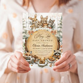 ウィンター ワンダーランド 水彩動物 ベビーシャワー 招待状