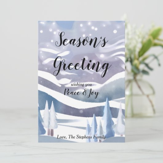 ウィンター ワンダーランド 水彩画 ホリデー カード (スタンド正面)