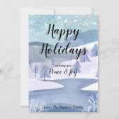 ウィンター ワンダーランド 水彩画 ホリデー カード (正面)