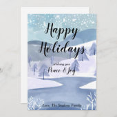 ウィンター ワンダーランド 水彩画 ホリデー カード (正面/裏面)