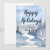 ウィンター ワンダーランド 水彩画 ホリデー カード (正面/裏面)