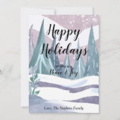 ウィンター ワンダーランド 水彩画 ホリデー グリーティング カード (正面)