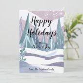 ウィンター ワンダーランド 水彩画 ホリデー グリーティング カード (スタンド正面)