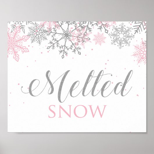 ウィンター・ワンダーランド 溶けた雪 ピンク シルバー ポスター (正面)