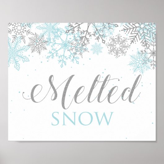 ウィンター・ワンダーランド 溶けた雪 ブルー シルバー ポスター (正面)