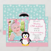 ウィンター ワンダーランド 誕生日招待状 招待状 (正面/裏面)