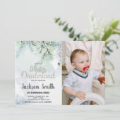 ウィンター ワンダーランド 誕生日 招待状 松の写真 (スタンド正面)