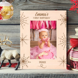 ウィンター ワンダーランド 赤ちゃんの1歳の誕生日 雪の結晶 レーザー彫刻フレーム
