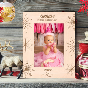 ウィンター ワンダーランド 赤ちゃんの1歳の誕生日 雪の結晶 レーザー彫刻フレーム