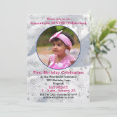 ウィンター ワンダーランド 1歳 誕生日 スノーフレーク テンプレート (スタンド正面)