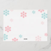 ウィンター ワンダーランド 1歳 誕生日 ピンク ブルー シルバー 箔招待状 (裏面)