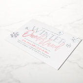 ウィンター ワンダーランド 1st バースデー ピンク シルバー 箔招待状 (回転した状態)