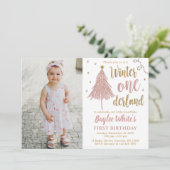 ウィンター ワン ダーランド 1歳 誕生日 ボヘミアンクリスマスツリー 招待状 (スタンド正面)