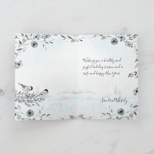 ウィンター《鳥》アメリカゴガラダスティブルーリースクリスマス シーズンカード (内部)