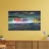 ウィンテの夜に照らされるアメリカの滝 キャンバスプリント (インサイチュ (リビング))