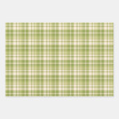 ウィンティ・クリスマス・タウン、サンタ霜の降りた、グリーン・プレイド ラッピングペーパーシート (正面2)