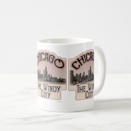 ウィンディシティインシカゴスローガン コーヒーマグカップ (正面右)
