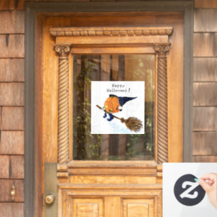 ウィンドウおもしろいラッチハロウィーンウィッチカボチャ飛んでいる ウィンドウサイン